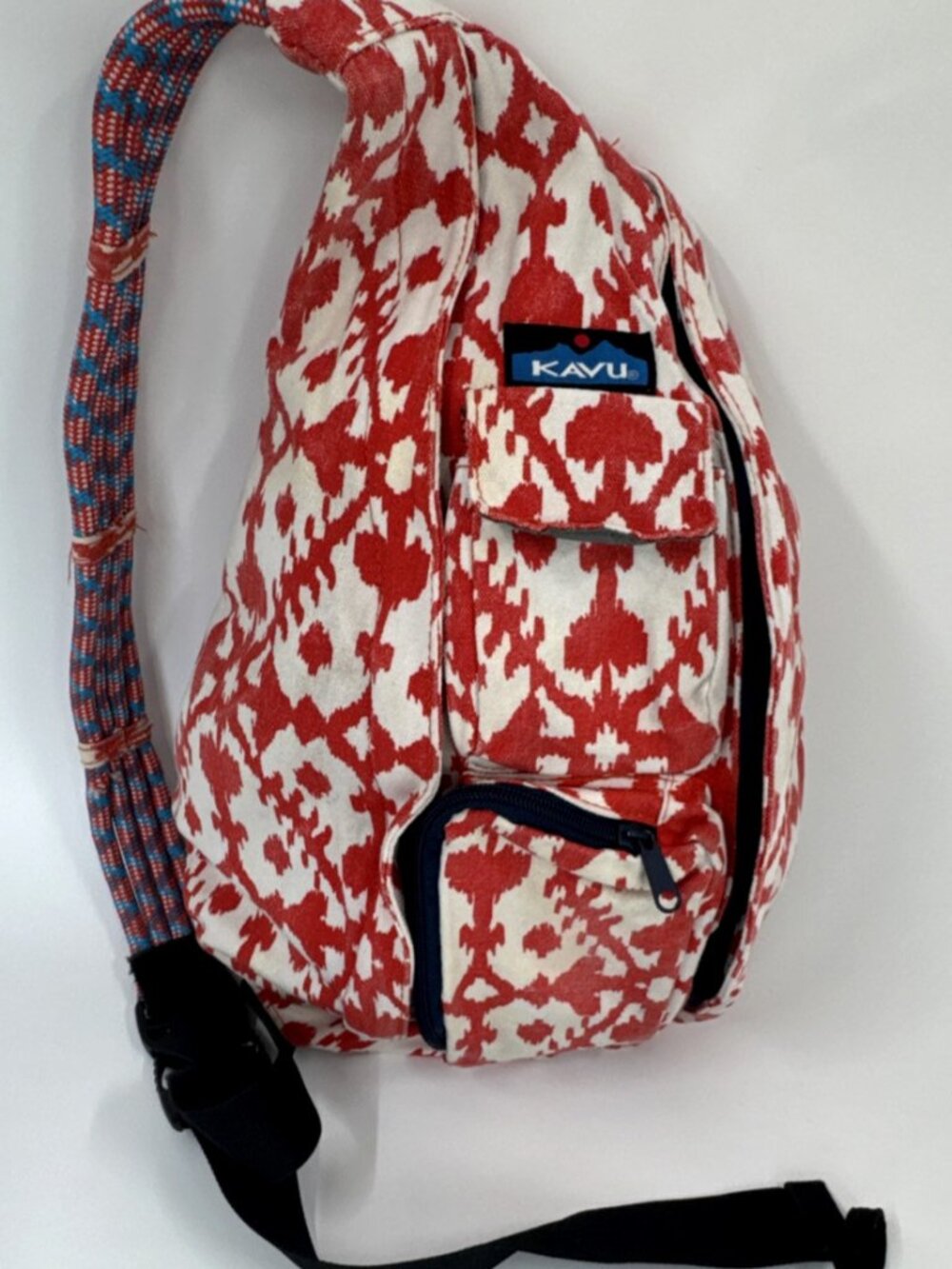 Kavu Rope Sling Crossbody Bag Large Red White Aztec Hiking Adjustable Strap - Picture 1 of 13
